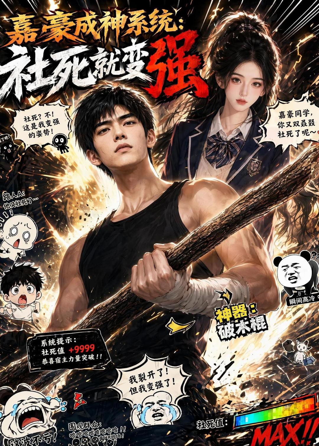 121.嘉豪成神系统:社死就变强(61集)AI短剧