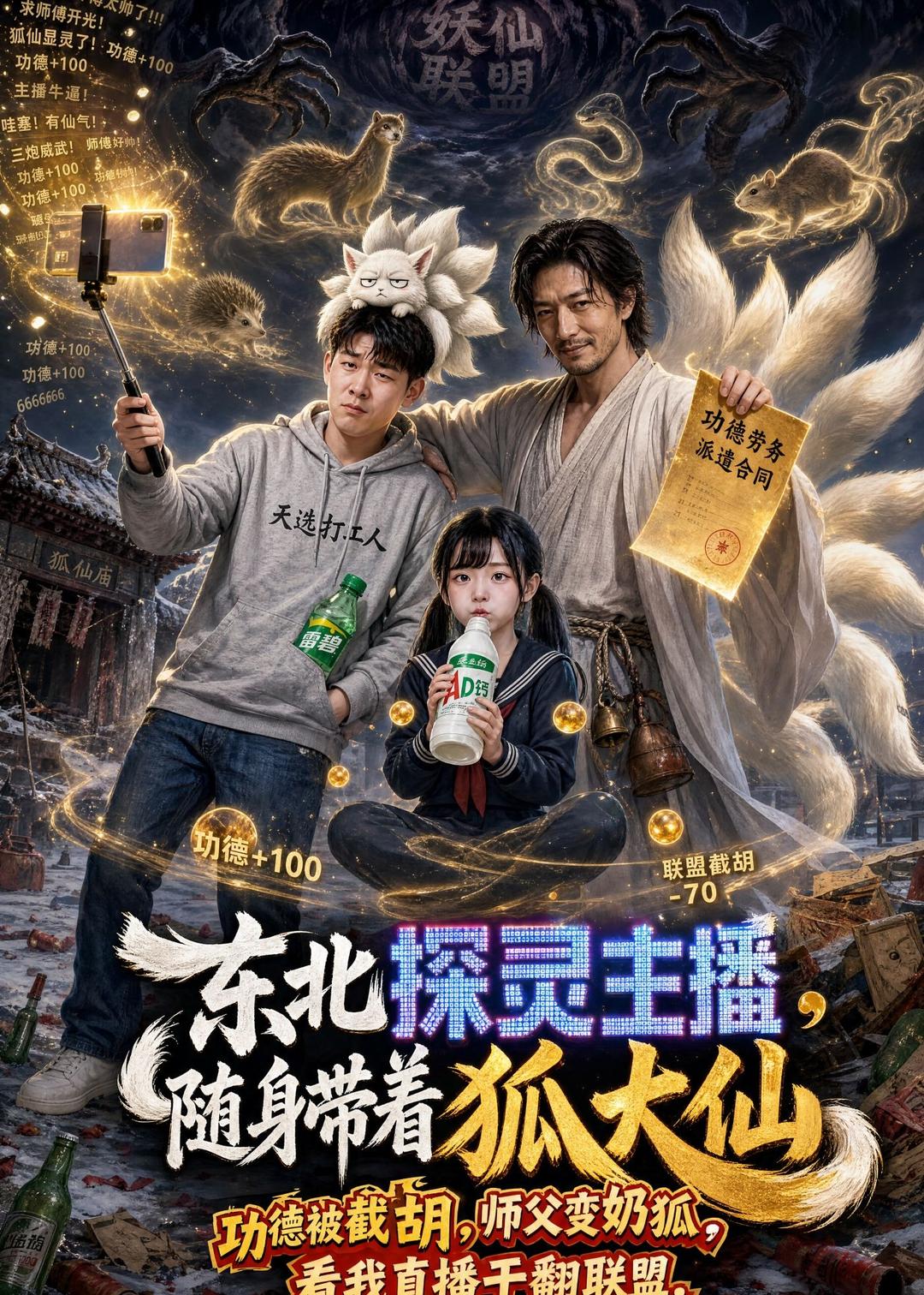 东北探灵主播，随身带着狐大仙（70集）AI短剧